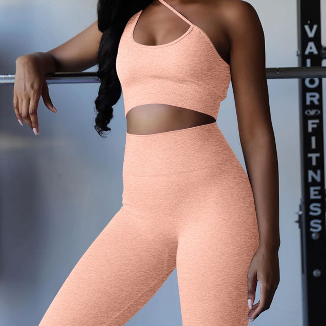 FREYSHA Women High Waist Elastic Yoga Ensemble Quick-Dry Sport Bra and Leggings