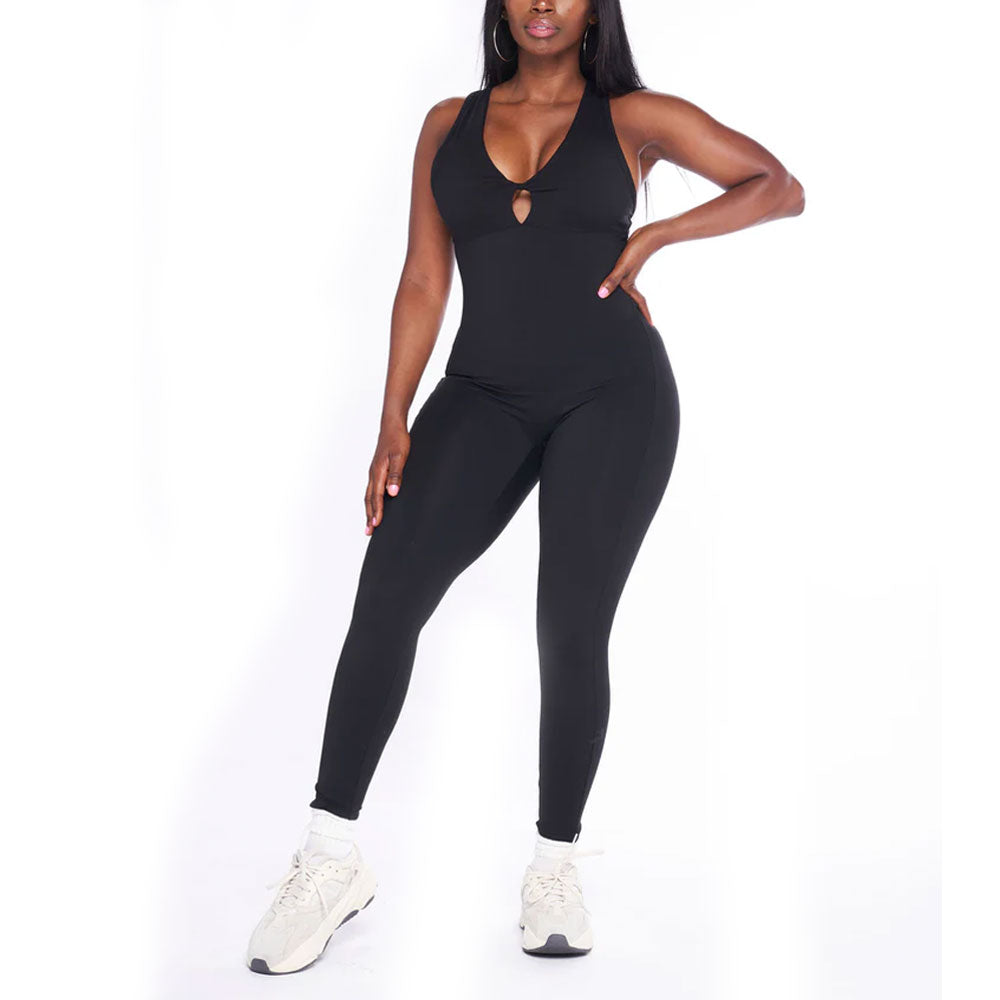 FREYSHA Women's Stylish and Sexy Backless Jumpsuit for Yoga and Fitness Workouts