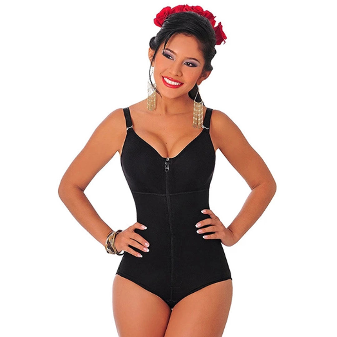 FREYSHA Zip-Up Women Body Shaper with Built-In Bra Tummy Controlling Shapewear