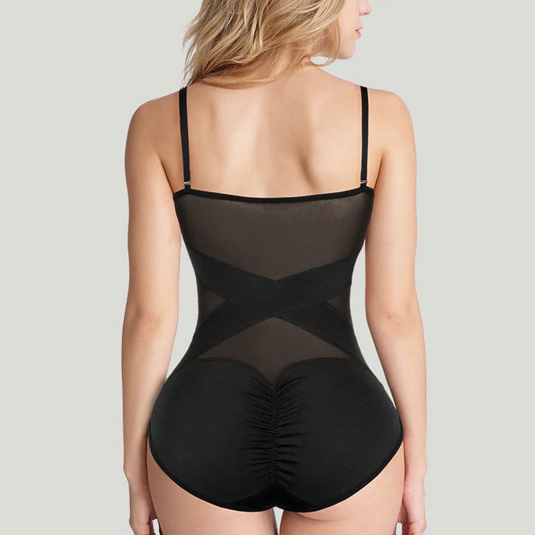 FREYSHA X Cross Sculpting Sheer Mesh Shapewear for Midsection Compression