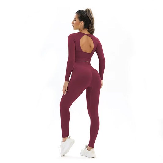 FREYSHA Active Duo Seamless Long Sleeve and Leggings Fitness Set for Women