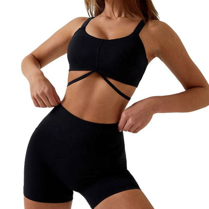 FREYSHA Sportswear Sexy String Bra Compression Pants 2PC Yoga Seamless Legging Set