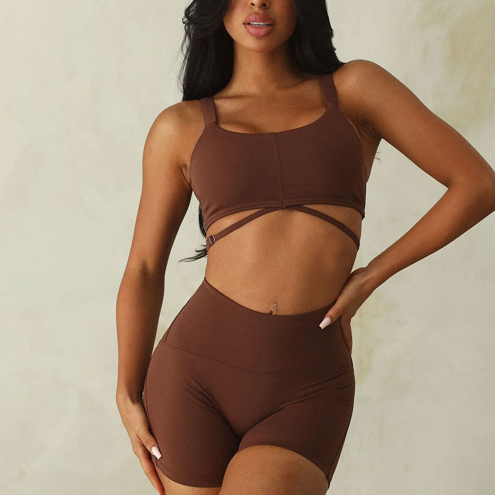 FREYSHA Sportswear Sexy String Bra Compression Pants 2PC Yoga Seamless Legging Set