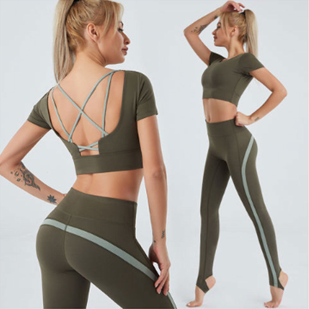 FREYSHA Summer Short-Sleeve Crop Top Breathable Yoga and Fitness Apparel for Women