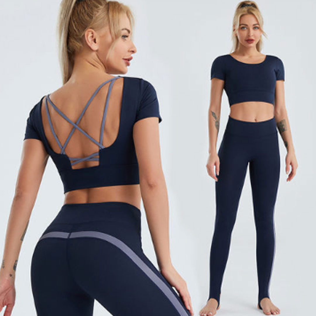 FREYSHA Summer Short-Sleeve Crop Top Breathable Yoga and Fitness Apparel for Women