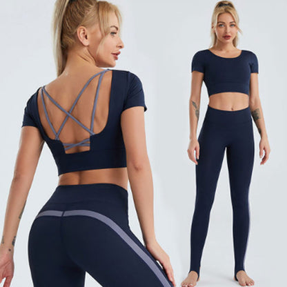 FREYSHA Summer Short-Sleeve Crop Top Breathable Yoga and Fitness Apparel for Women