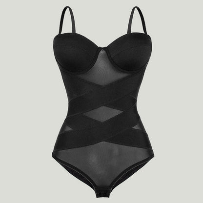 FREYSHA X Cross Sculpting Sheer Mesh Shapewear for Midsection Compression